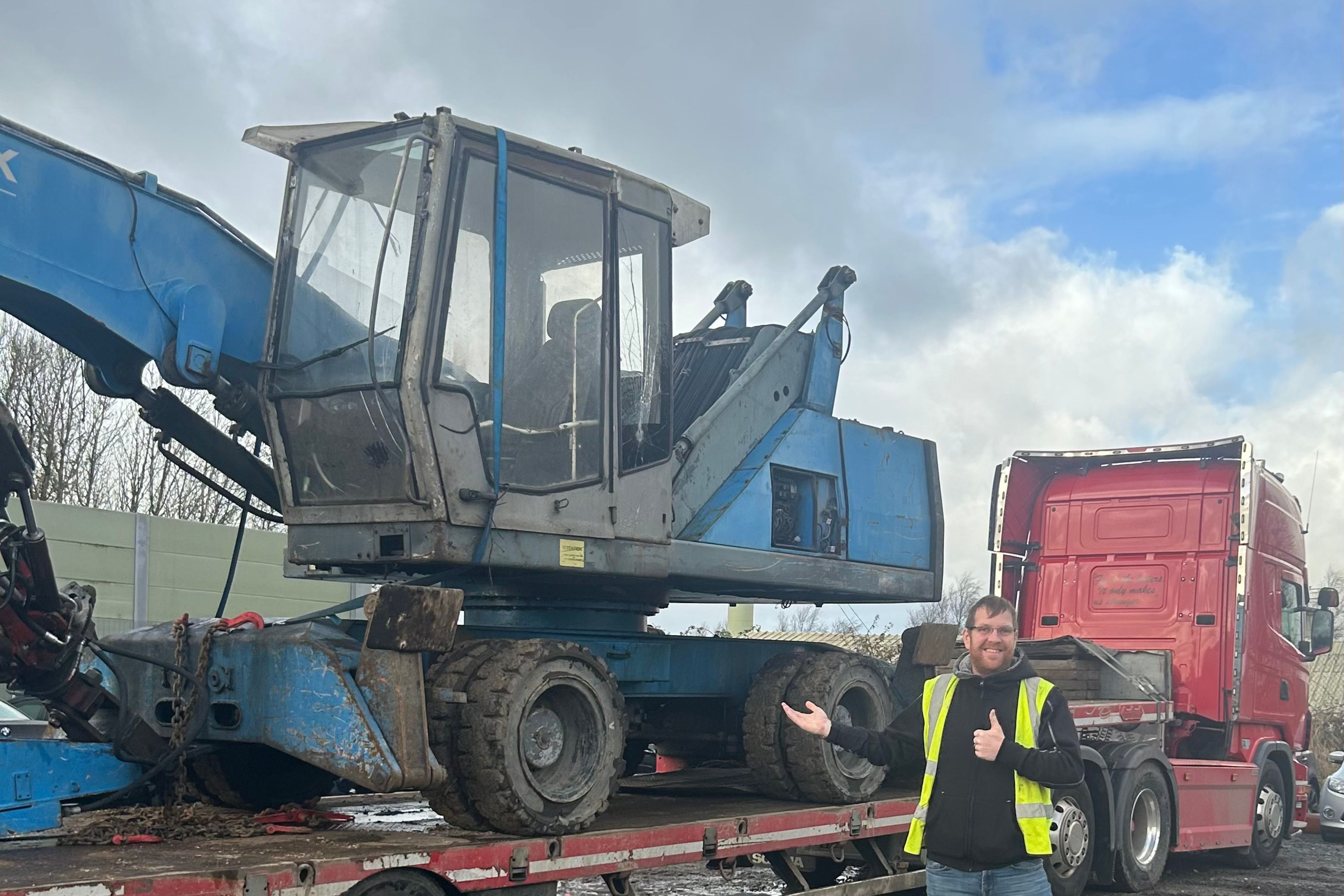 Martin Handley celebrating arrival of Fuchs machinery