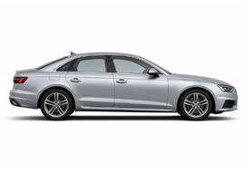Silver luxury A4 sedan in side profile