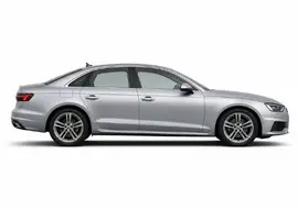 Silver luxury A4 sedan in side profile
