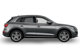 Grey SUV in side profile on white background